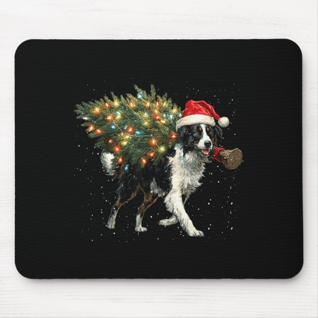Cute Border Collie Dog In A Christmas Tree For Men Mouse Mat (Front)