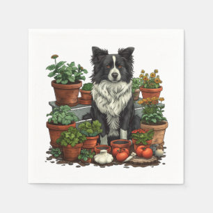 Cute Border Collie Gardening Napkin