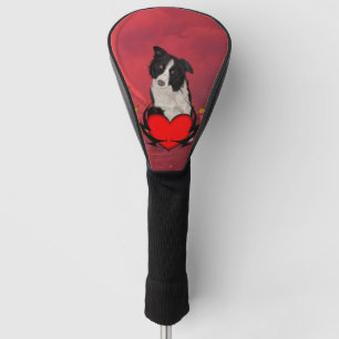 Cute border collie golf head cover