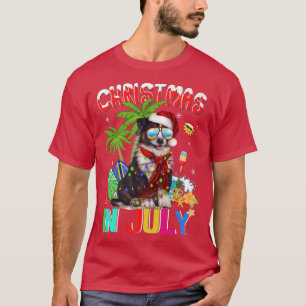 Cute Border Collie in Santa Hat Sunglasses Christm T-Shirt