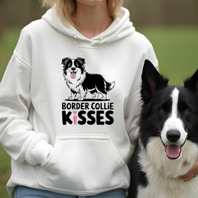 Cute Border Collie Kisses Cartoon Puppy Dog Lover  Hoodie (Creator Uploaded)