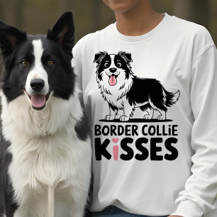 Cute Border Collie Kisses Cartoon Puppy Dog Lover  Sweatshirt