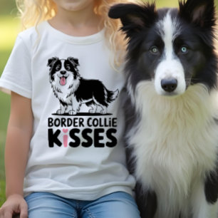Cute Border Collie Kisses Cartoon Puppy Dog Lover  T-Shirt