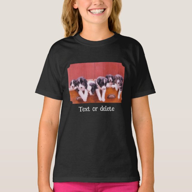 Cute Border Collie Puppies Personalized T-Shirt (Front)