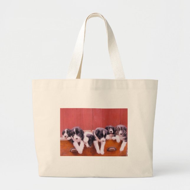 Cute Border Collie Puppies Tote Bag (Front)