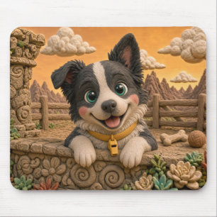 Cute Border Collie Puppy, Baby Dog Mouse Mat