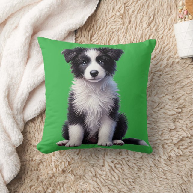 Cute Border Collie Puppy Cushion (Blanket)