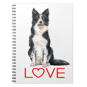 Cute Border Collie Puppy Dog Lover Watercolor Pup Notebook