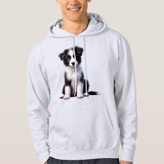 Cute Border Collie Puppy Hoodie (Front)