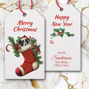 Cute Border Collie Puppy Peeking Gift Tags
