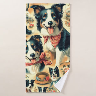 Cute Border Collie Seamless Bath Towel