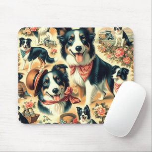 Cute Border Collie Seamless Mouse Mat