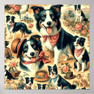 Cute Border Collie Seamless Poster