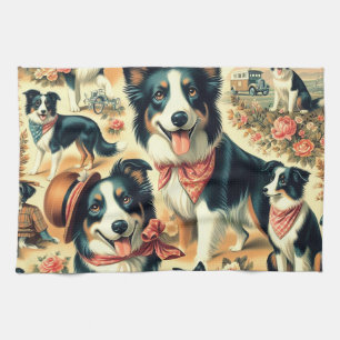 Cute Border Collie Seamless Tea Towel
