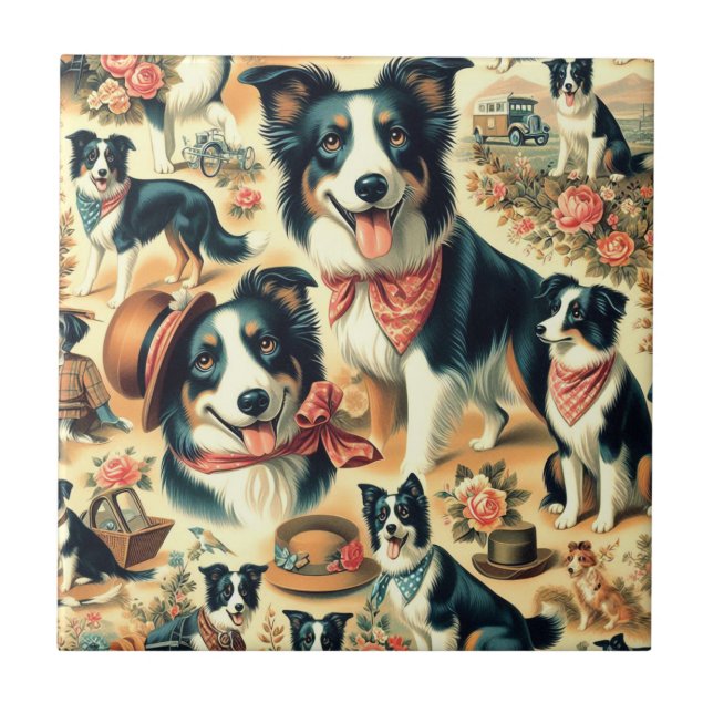 Cute Border Collie Seamless Tile (Front)