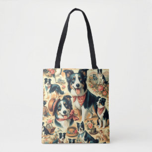 Cute Border Collie Seamless Tote Bag