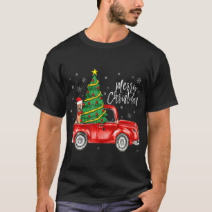 Cute Border Terrier Dog Truck Merry Christmas Dog T-Shirt