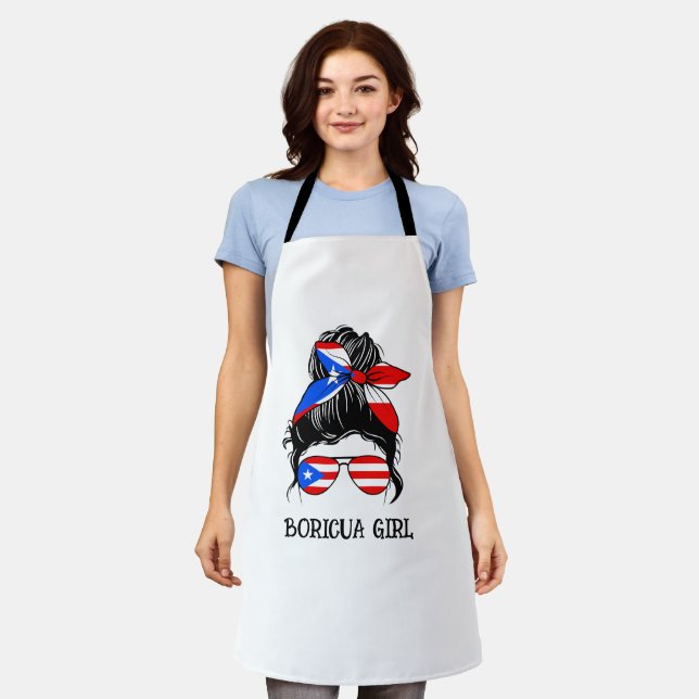 Cute Boricua Girl Puerto Rico Flag  Apron (Worn)