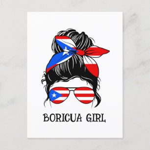 Cute Boricua Girl Puerto Rico Flag  Postcard
