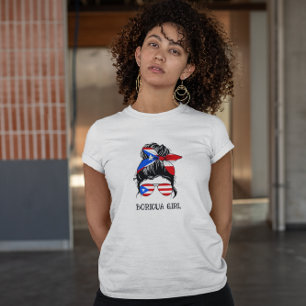 Cute Boricua Girl Puerto Rico Flag T-Shirt