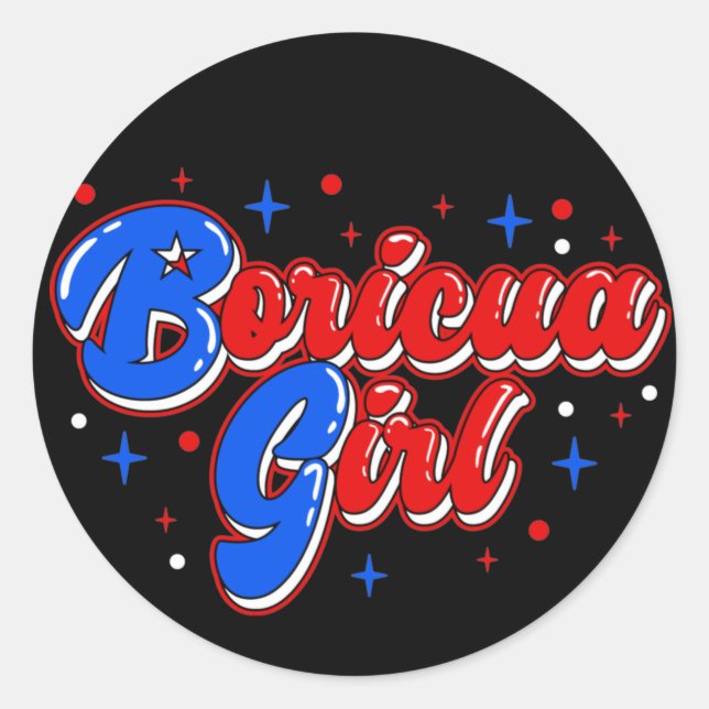 Cute Boricua Girl Puerto Rico Glitter Sticker (Front)