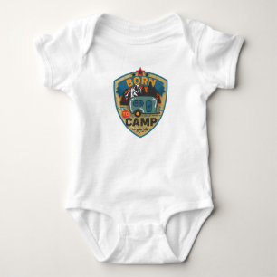 Cute born to camp word art unisex  baby bodysuit