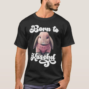 Cute Born to Cuddly Rabbit Retro Winter Skiing T-Shirt