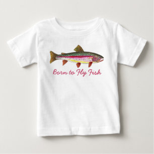 Cute "Born to Fly Fish" Trout Fly Fishing Baby T-Shirt