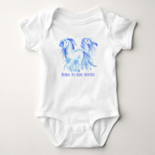cute born to ride horses baby bodysuit
