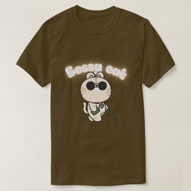 Cute Bossy Cat T-Shirt – Funny Cat Graphic Tee (Design Front)
