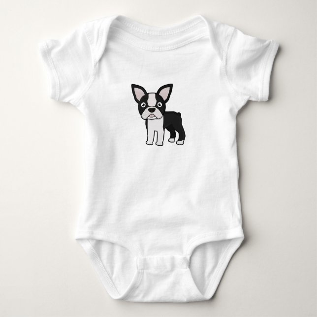 Cute Boston Terrier Baby Bodysuit (Front)