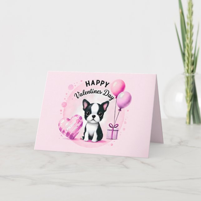 Cute Boston Terrier Birthday Card  (Front)