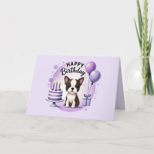 Cute Boston Terrier Birthday Card 