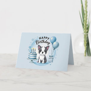 Cute Boston Terrier Birthday Card 