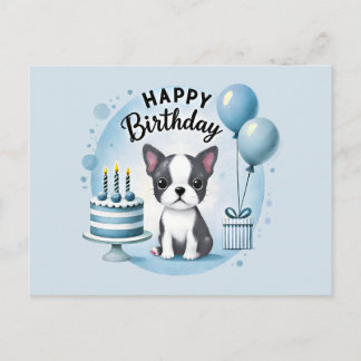 Cute Boston Terrier Birthday PostCard