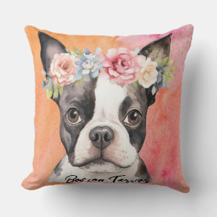 Cute Boston Terrier Dog Cushion