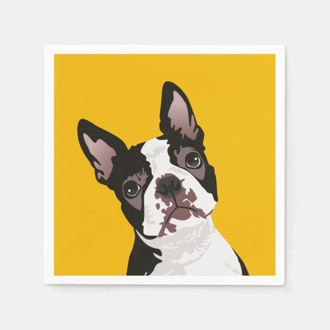 Cute Boston Terrier Dog for Boston Terrier Owner Napkin (Front)