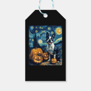 Cute Boston Terrier Dog Halloween Jack O Lantern P Gift Tags