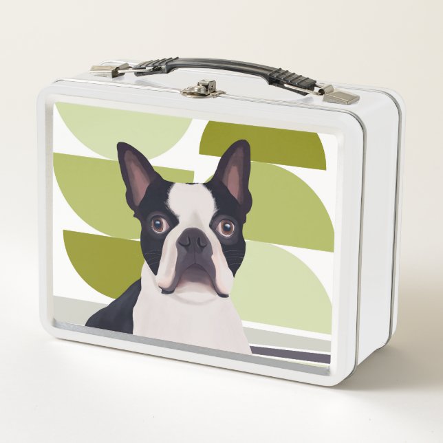 Cute Boston Terrier Dog Metal Lunch Box (Front)