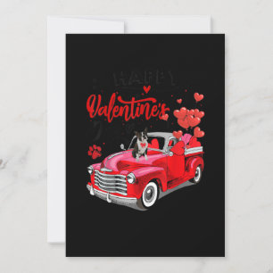 Cute Boston Terrier Dog Red Truck Happy Valentines