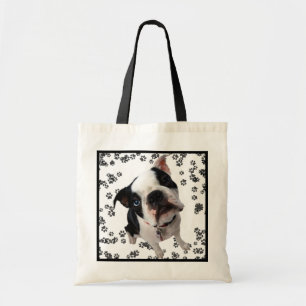 Cute boston terrier dog reusable grocery bag