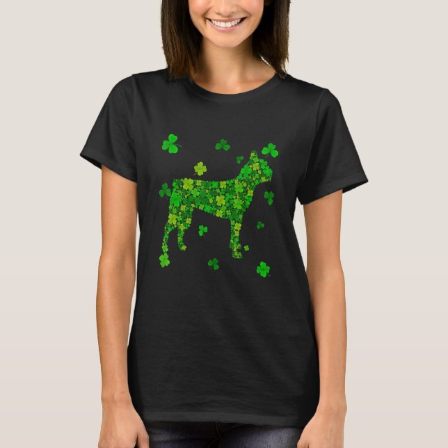 Cute Boston Terrier Dog Shamrock Irish St Patricks T-Shirt (Front)