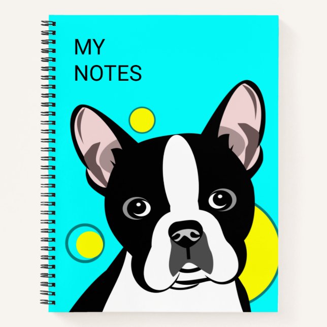 Cute Boston Terrier Kids Notebook (Front)