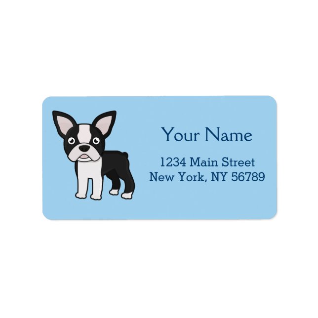 Cute Boston Terrier Label (Front)