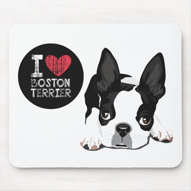 Cute Boston Terrier Mom Puppy Funny Dog Lover Mouse Mat (Front)
