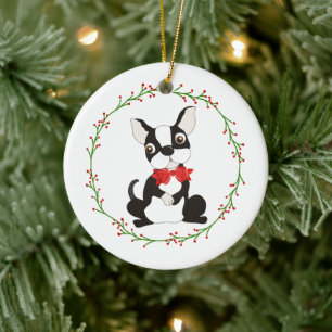 Cute Boston Terrier Ornament for Christmas
