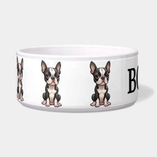 Cute Boston Terrier Personalise Bowl