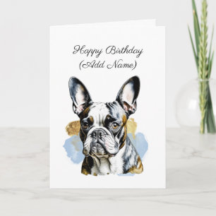 Cute Boston Terrier Personalised Birthday Card