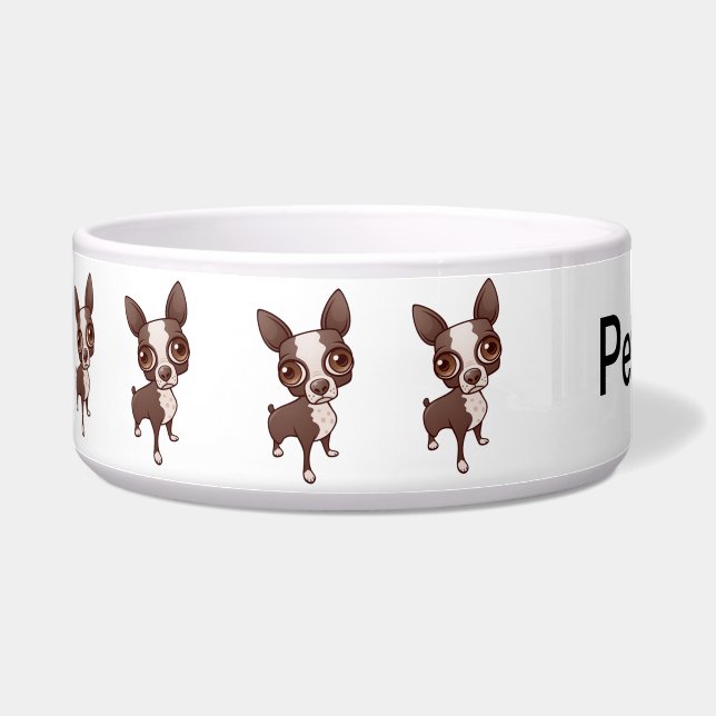 Cute Boston terrier Pet Bowl (Left)