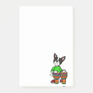Cute Boston Terrier Playing Bong Drums Post-it Notes